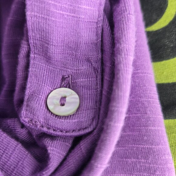 Soft surroundings womens size large purple v neck long roll tab sleeves top - Picture 6 of 8
